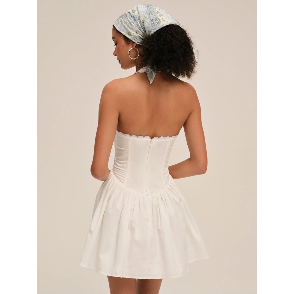 NWT For Love & Lemons Tea Time Poplin Bustier Mini Dress White Floral Medium - Picture 2 of 11
